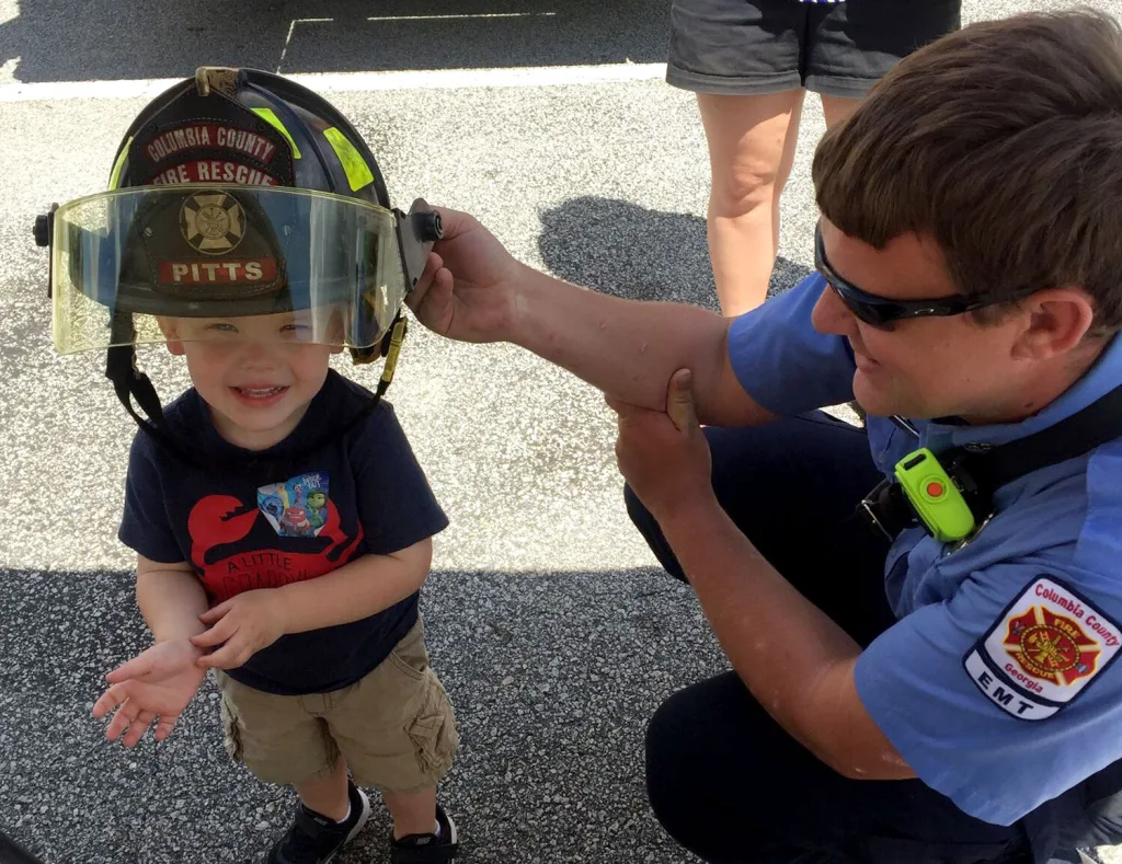 firefighter and child